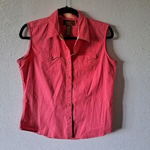 Aura Pink Sleeveless Button-Down Shirt
